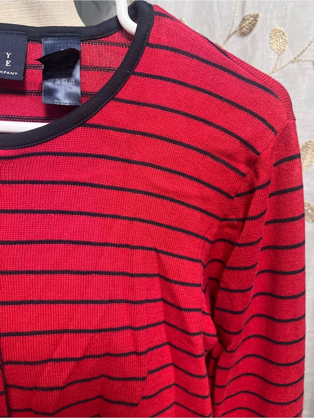 Liz Claiborne Crazy Horse Red and Black Striped Knit Top
